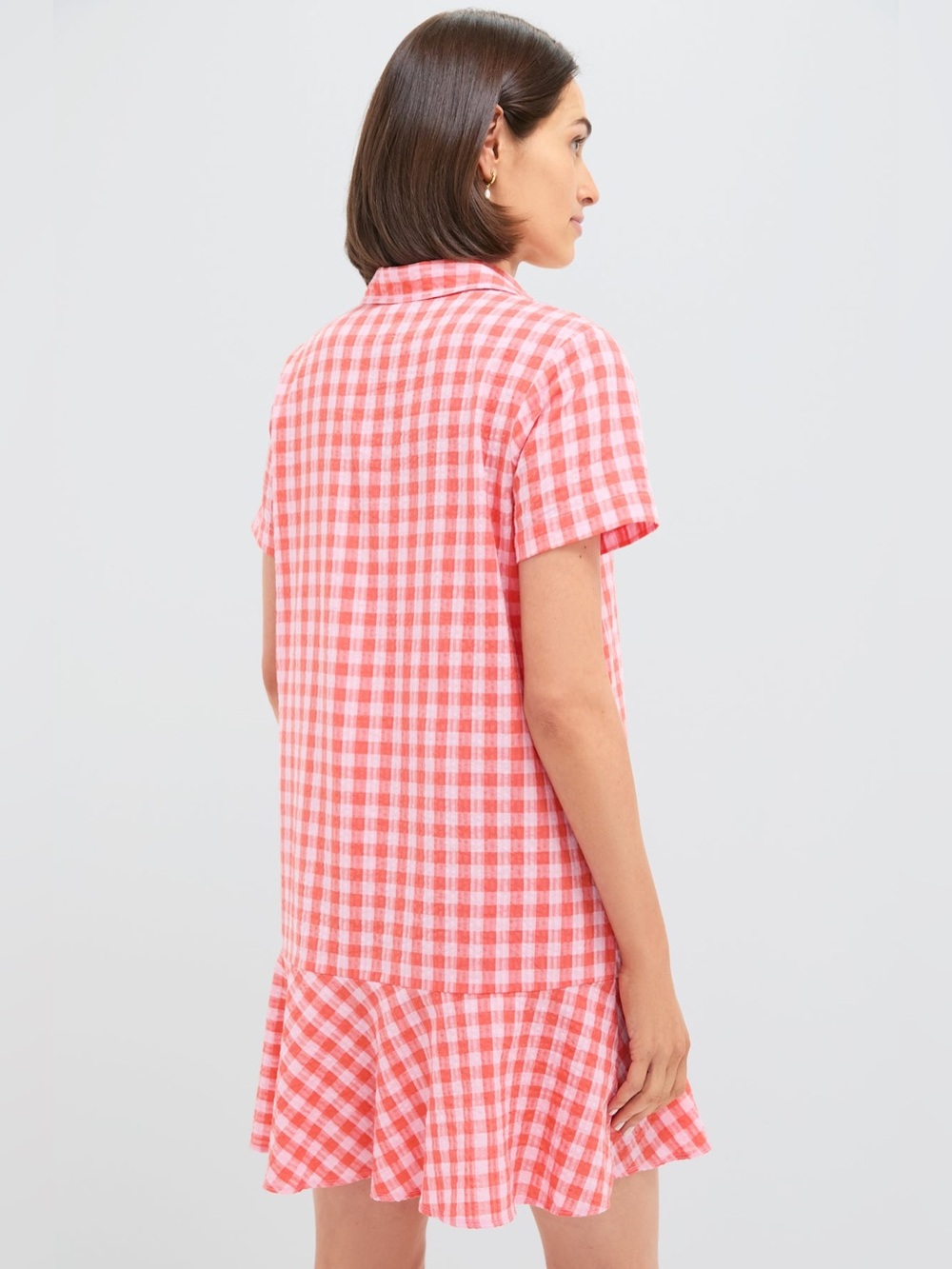 Tuckernuck Orange and Pink Seersucker Short Sleeve May Dress (MSRP: $148) Size L - Picture 4 of 6